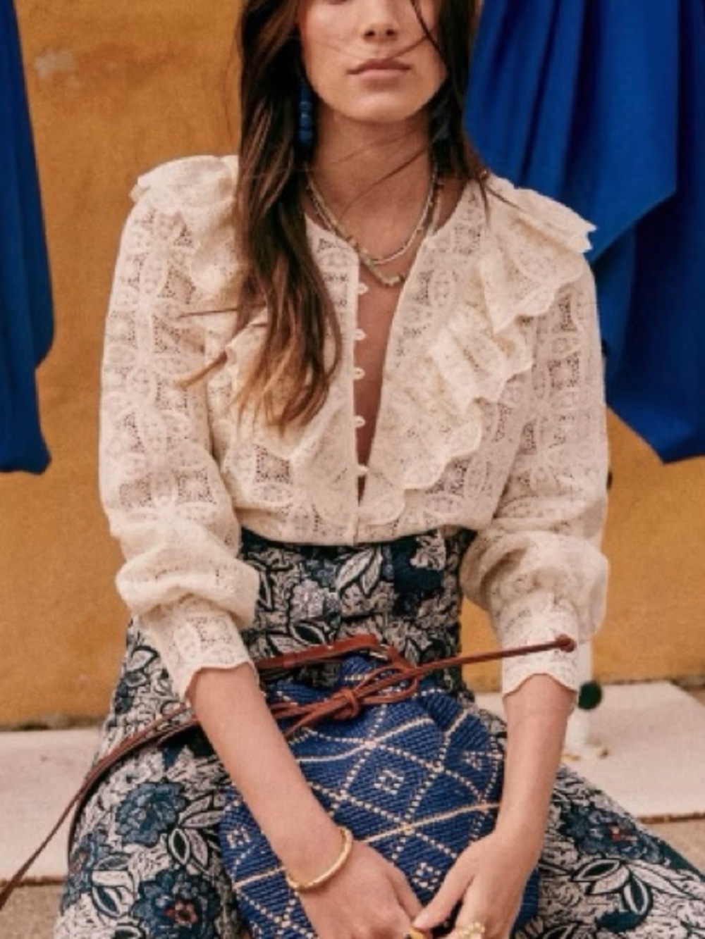 Sezane Cream Angela Blouse